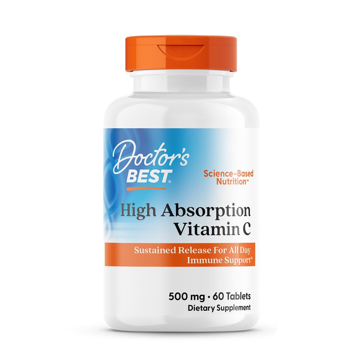 Doctor's Best Hochdosiertes Vitamin C 500 mg mit Bioflavonoiden – Veganes Vitamin C für Immunsystem, PureWay-C, Ascorbinsäure, verzögerte Freisetzung, glutenfrei – 60 Tabletten