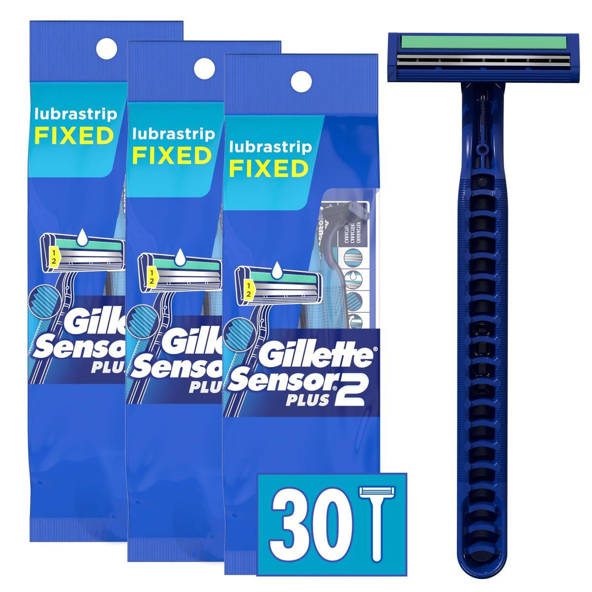 Gillette Sensor2 Plus Fixed Herren Einwegrasierer, 10 Stück (3er-Pack) Blau