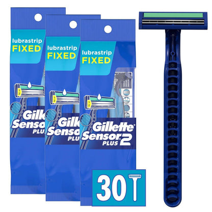 Gillette Sensor2 Plus Fixed Herren Einwegrasierer, 10 Stück (3er-Pack) Blau