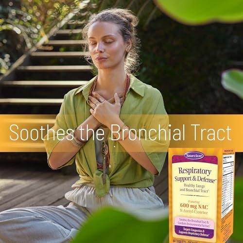 Nature's Secret Atemwegsunterstützung & Abwehr – 60 Tabletten – Fördert gesunde Lunge und Bronchien – mit NAC, Bockshornklee & Eibisch – 30 Portionen