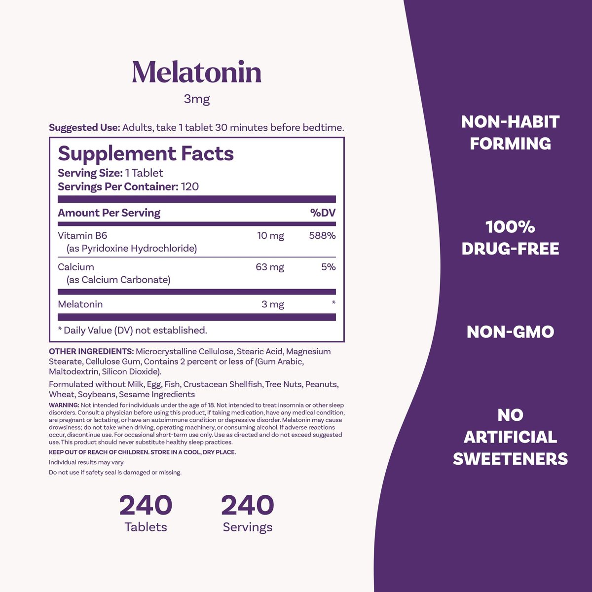 Natrol Melatonin 3 mg – Nahrungsergänzungsmittel für erholsamen Schlaf, 240 Tabletten, 240 Tage Versorgung