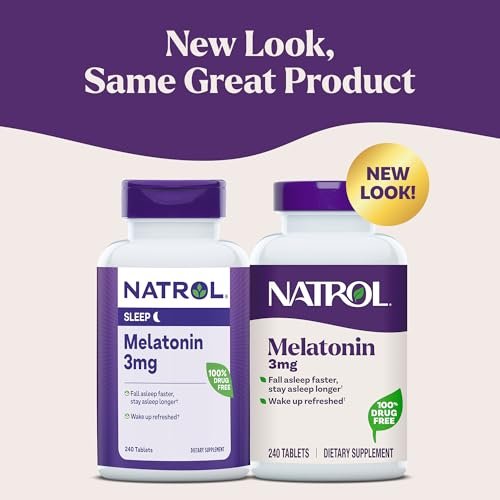Natrol Melatonin 3 mg – Nahrungsergänzungsmittel für erholsamen Schlaf, 240 Tabletten, 240 Tage Versorgung