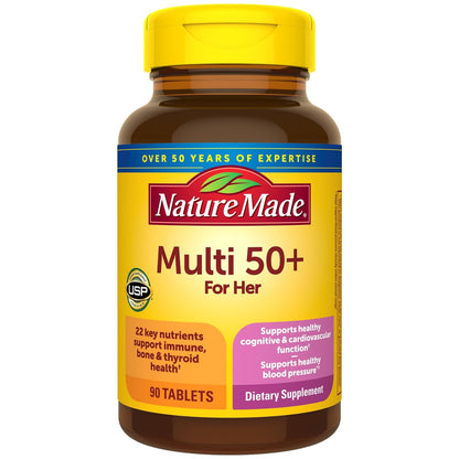 Nature Made Multivitamin für Frauen 50+ ohne Eisen – Tägliche Nährstoffversorgung, 90 Tabletten, 90-Tage-Vorrat