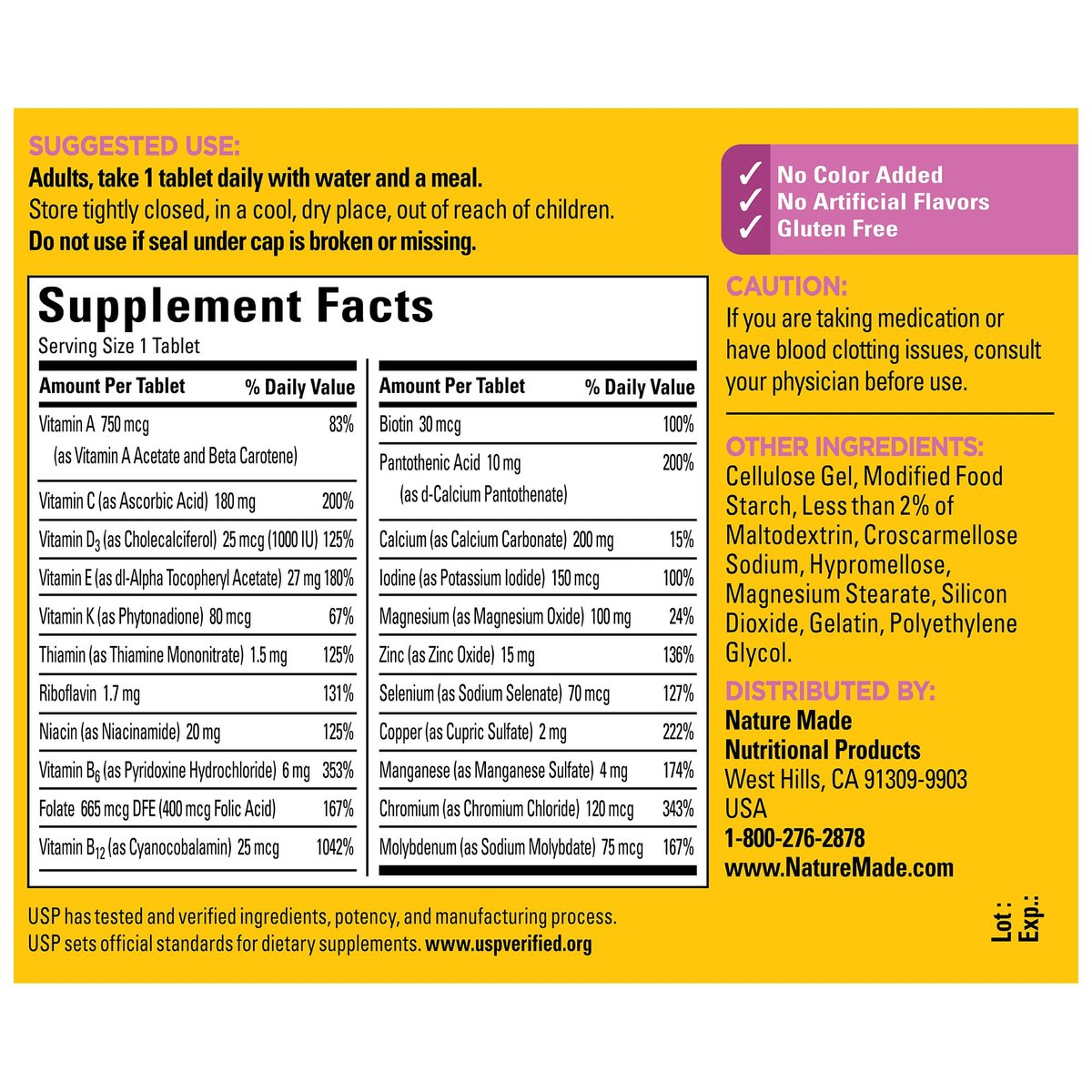 Nature Made Multivitamin für Frauen 50+ ohne Eisen – Tägliche Nährstoffversorgung, 90 Tabletten, 90-Tage-Vorrat