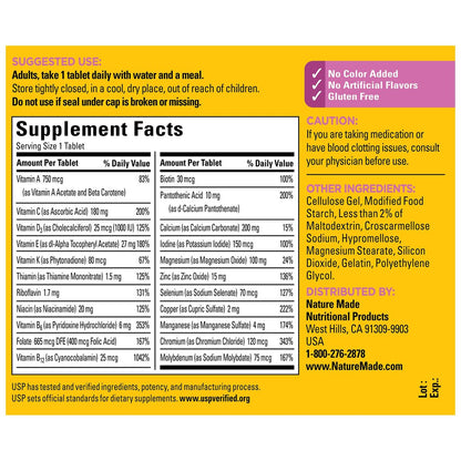 Nature Made Multivitamin für Frauen 50+ ohne Eisen – Tägliche Nährstoffversorgung, 90 Tabletten, 90-Tage-Vorrat