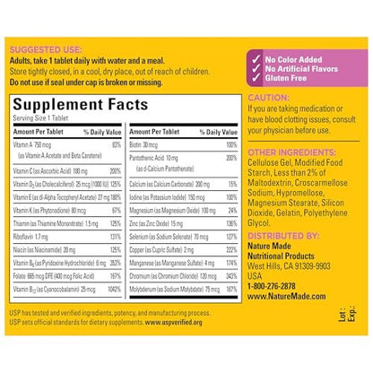 Nature Made Multivitamin für Frauen 50+ ohne Eisen – Tägliche Nährstoffversorgung, 90 Tabletten, 90-Tage-Vorrat
