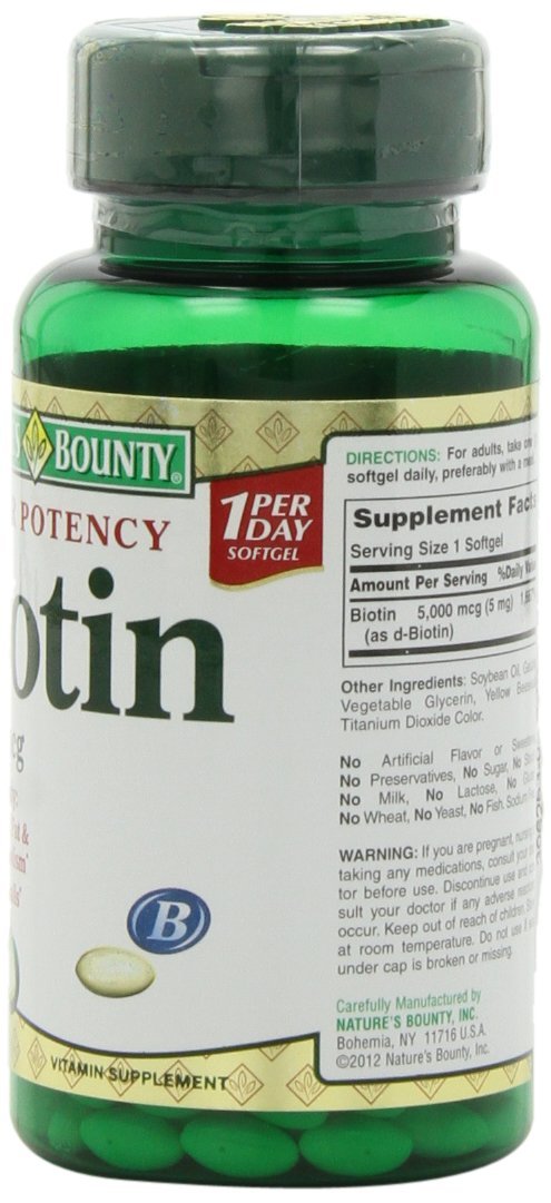 Nature's Bounty Super Potency Biotin 5000 mcg – 72 Weichkapseln (2er-Pack)