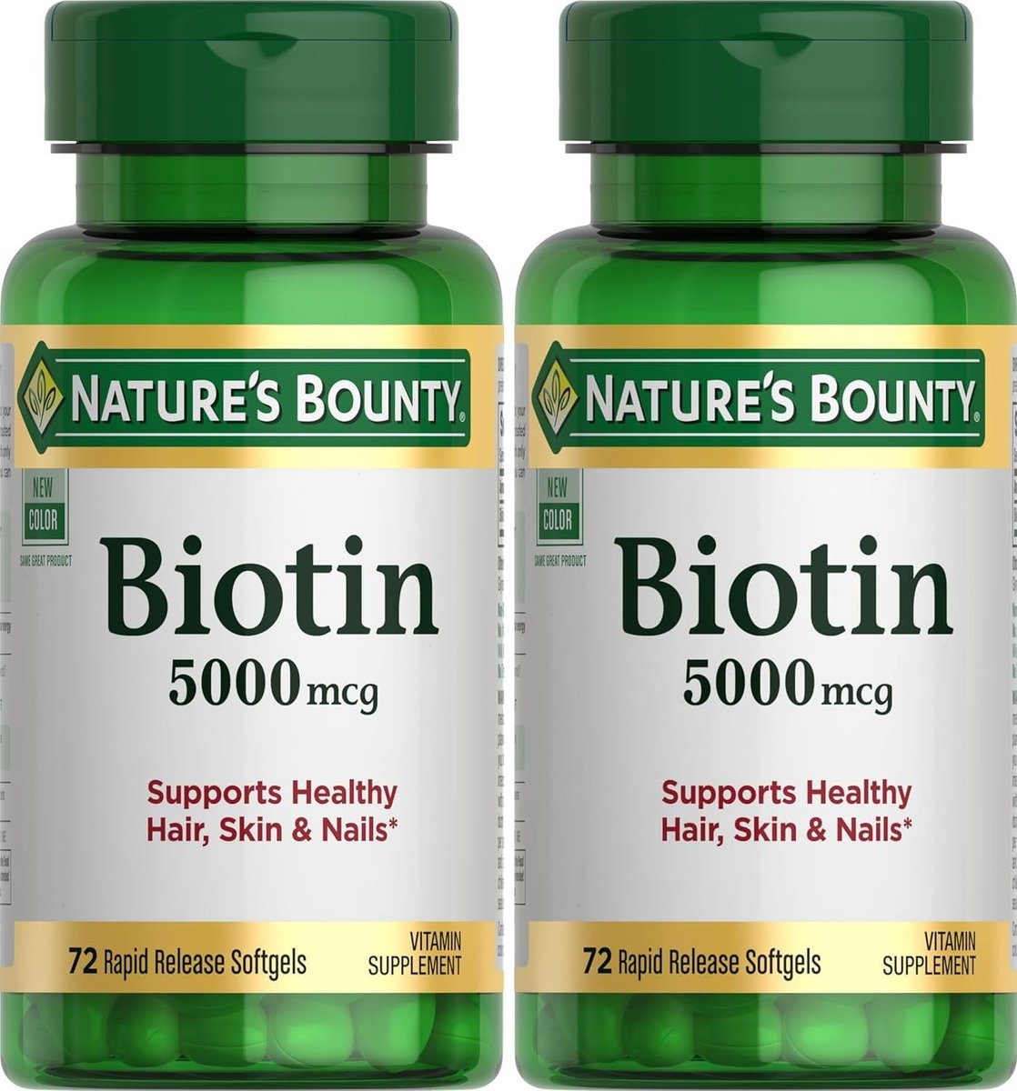 Nature's Bounty Super Potency Biotin 5000 mcg – 72 Weichkapseln (2er-Pack)