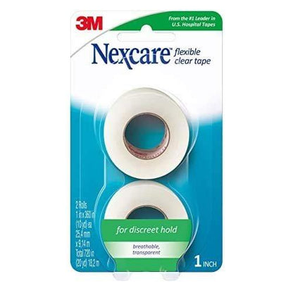 Nexcare Flexibles durchsichtiges Klebeband, wasserdicht, 1 Zoll x 10 Yards, 2 Rollen
