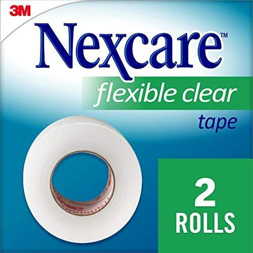 Nexcare Flexibles durchsichtiges Klebeband, wasserdicht, 1 Zoll x 10 Yards, 2 Rollen