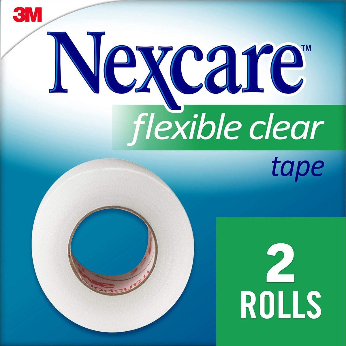 Nexcare Flexibles durchsichtiges Klebeband, wasserdicht, 1 Zoll x 10 Yards, 2 Rollen