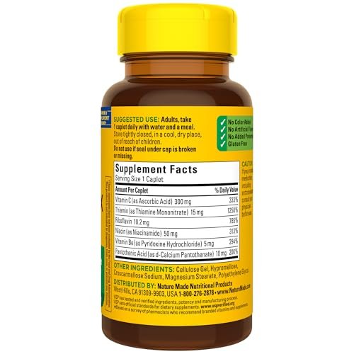 Nature Made B-Komplex Nahrungsergänzungsmittel, Vitamin-B-Komplex mit Vitamin C zur Unterstützung des Immunsystems, 100 Tabletten, 100-Tage-Versorgung