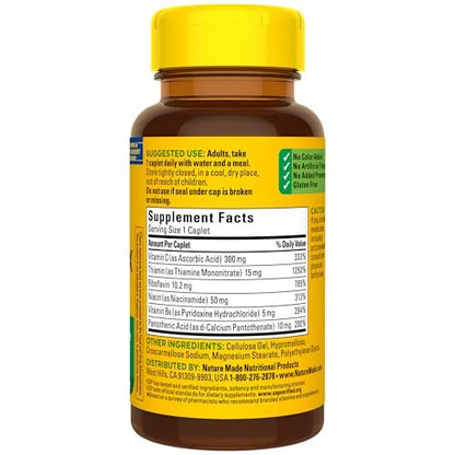 Nature Made B-Komplex Nahrungsergänzungsmittel, Vitamin-B-Komplex mit Vitamin C zur Unterstützung des Immunsystems, 100 Tabletten, 100-Tage-Versorgung