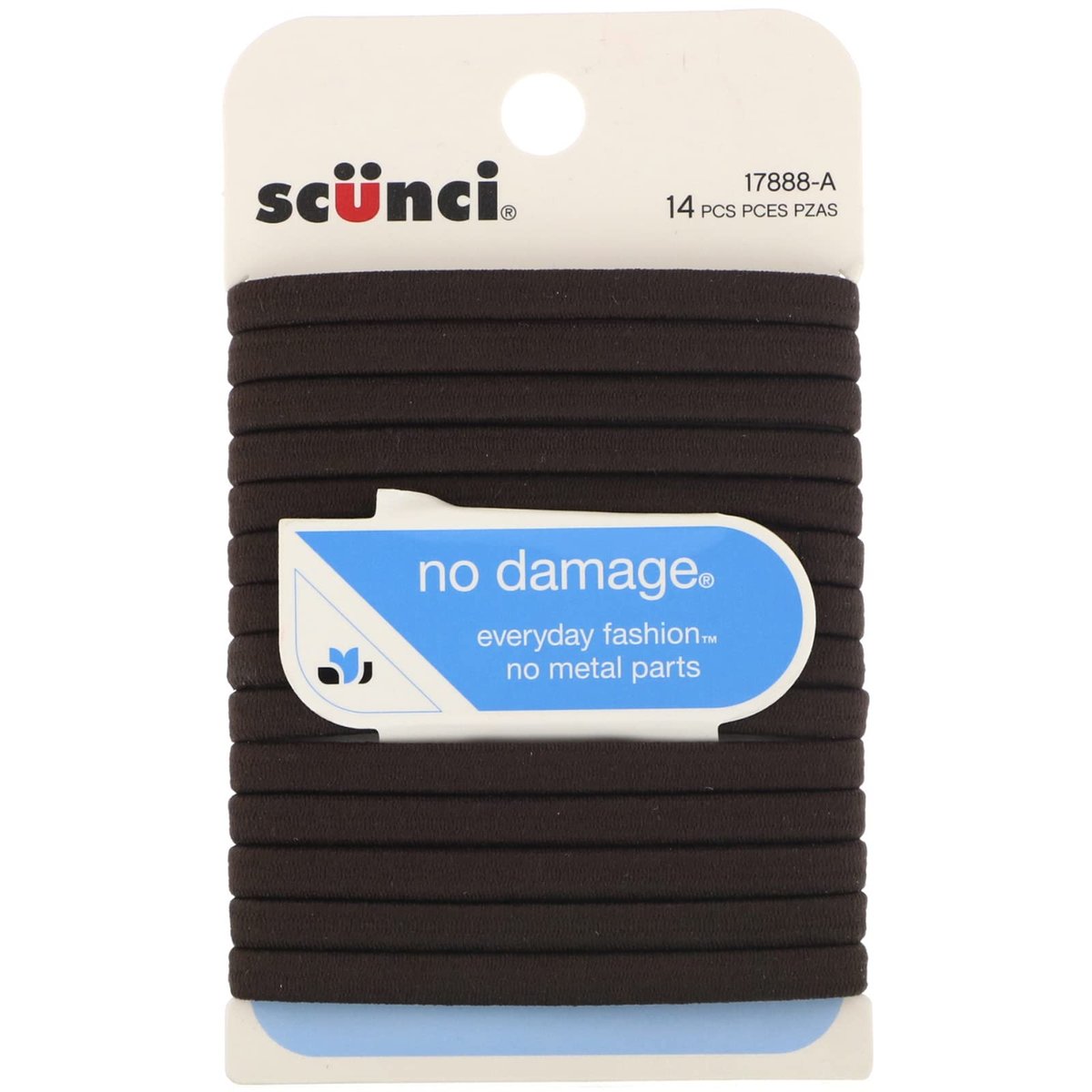 Scunci No Damage 6 mm Flache Elastics Braun 14er-Pack – Sanfte Haargummis für schonenden Halt