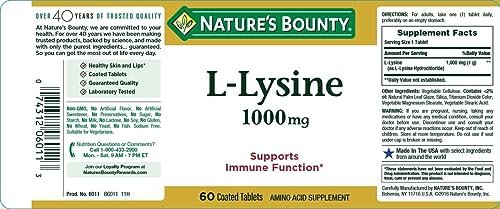 Nature's Bounty L-Lysin 1000 mg Tabletten, 60 Stück (4er-Pack)