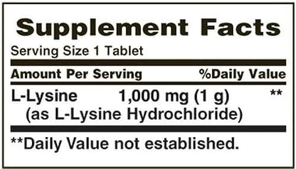 Nature's Bounty L-Lysin 1000 mg Tabletten, 60 Stück (4er-Pack)
