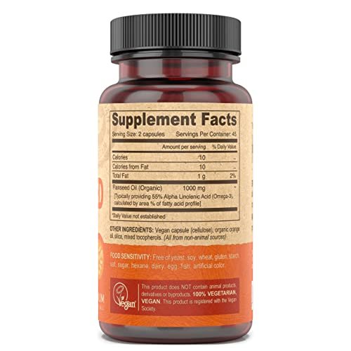 DEVA Bio Vegane Leinsamenöl-Kapseln - Reich an Omega-3, Kaltgepresst & Unraffiniert - 90 Kapseln, 2er-Pack