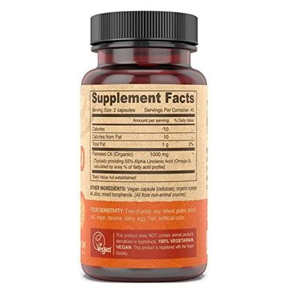 DEVA Bio Vegane Leinsamenöl-Kapseln - Reich an Omega-3, Kaltgepresst & Unraffiniert - 90 Kapseln, 2er-Pack