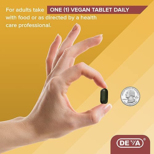 DEVA Vegan Multivitamin & Mineral Supplement mit Eisen 2er-Pack, Spirulina, Chlorella, Ashwagandha, Brokkoli & mehr, 90 überzogene Tabletten pro Packung