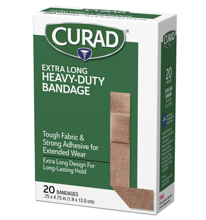 CURAD Heavy Duty Verband Extra Lang 20 Stück 0,75 x 4,75 Zoll (1er-Pack)
