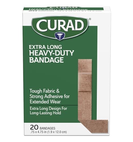 CURAD Heavy Duty Verband Extra Lang 20 Stück 0,75 x 4,75 Zoll (1er-Pack)