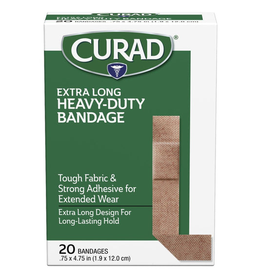 CURAD Heavy Duty Verband Extra Lang 20 Stück 0,75 x 4,75 Zoll (1er-Pack)