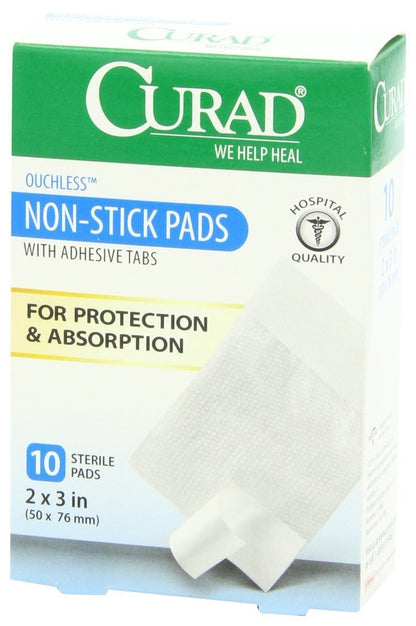 Curad Haftfix Wundauflagen, 2 x 3 Zoll, mit Kleberändern, 10 Stück