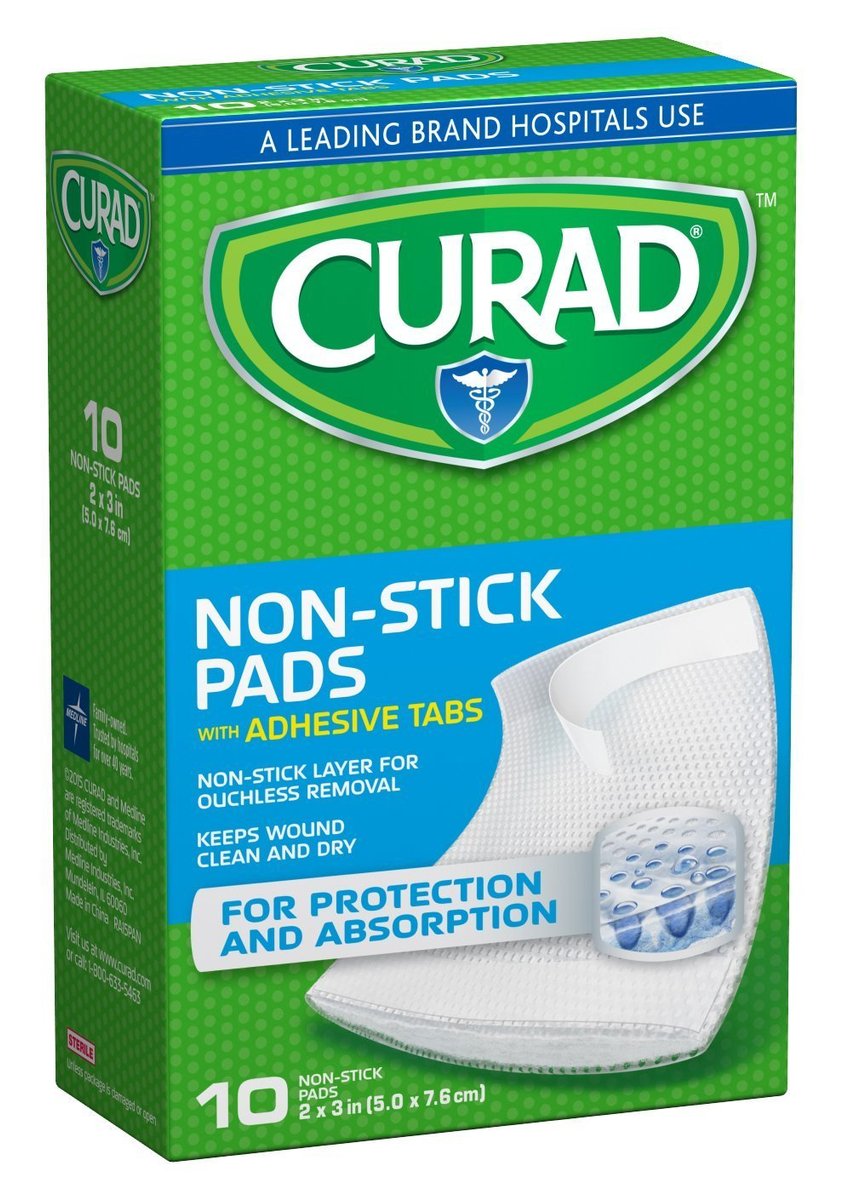 Curad Haftfix Wundauflagen, 2 x 3 Zoll, mit Kleberändern, 10 Stück