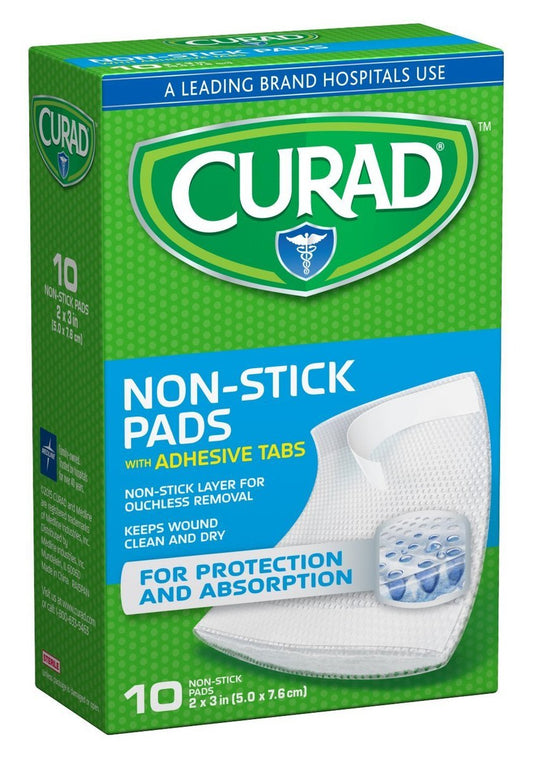Curad Haftfix Wundauflagen, 2 x 3 Zoll, mit Kleberändern, 10 Stück