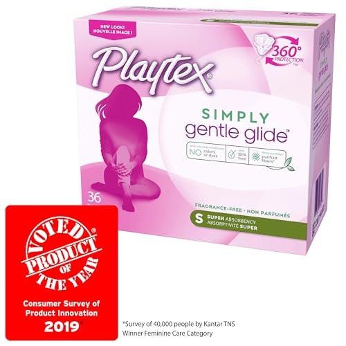 Playtex Simply Gentle Glide Unparfümierte Tampons, Super Saugfähigkeit, 36 Stück (Packung mit 1)