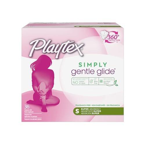 Playtex Simply Gentle Glide Unparfümierte Tampons, Super Saugfähigkeit, 36 Stück (Packung mit 1)
