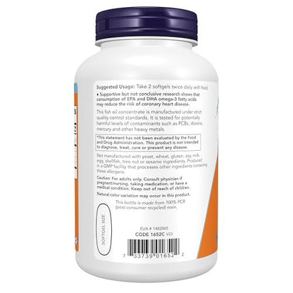 NOW Foods Omega-3 Fischöl 180 EPA / 120 DHA, 200 Weichkapseln