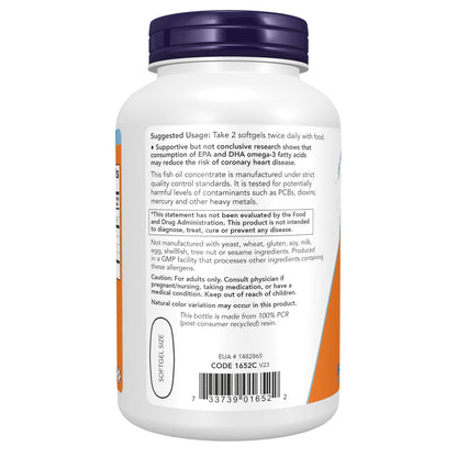 NOW Foods Omega-3 Fischöl 180 EPA / 120 DHA, 200 Weichkapseln