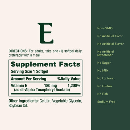 Nature's Bounty Vitamin E Kapseln 400 IE, 120 Stück – Antioxidans Unterstützung