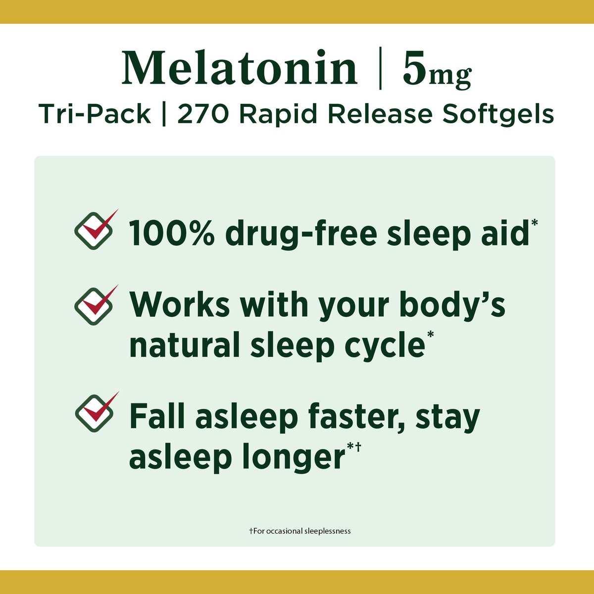 Nature's Bounty Melatonin 5 mg, 90 Kapseln, 3er-Pack – 100% Arzneimittelfreies Schlafmittel, Nahrungsergänzungsmittel zur Förderung von Entspannung und gesundem Schlaf