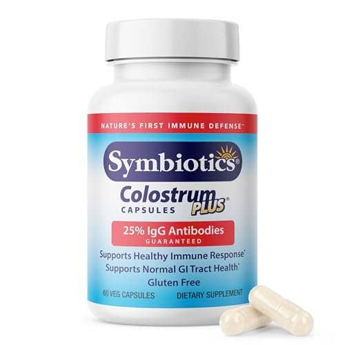 Symbiotics Kolostrum Kapseln, 60 Stück – Immun- & Darmunterstützung mit Lactoferrin und natürlichem IgG – Glutenfrei, RBST-frei