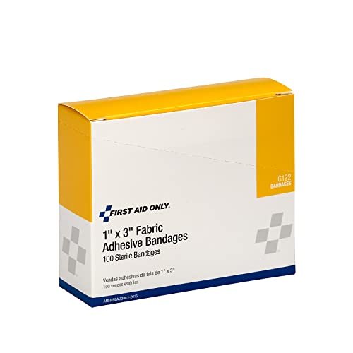 First Aid Only G122 Stoffpflaster 1 x 3 Zoll – Bambus-Wundauflagen, 100 Stück, Nachfüllpack für Erste-Hilfe-Kästen, Haushalt, Betrieb