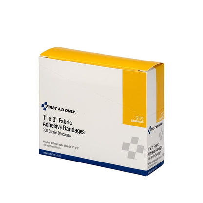 First Aid Only G122 Stoffpflaster 1 x 3 Zoll – Bambus-Wundauflagen, 100 Stück, Nachfüllpack für Erste-Hilfe-Kästen, Haushalt, Betrieb