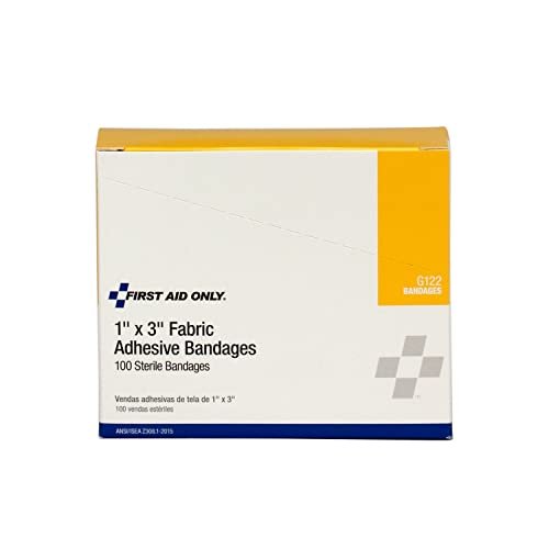First Aid Only G122 Stoffpflaster 1 x 3 Zoll – Bambus-Wundauflagen, 100 Stück, Nachfüllpack für Erste-Hilfe-Kästen, Haushalt, Betrieb