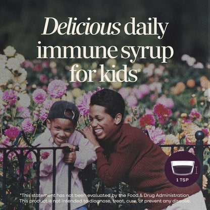 Nature's Way Sambucus Kids Immune Holunderbeeren Sirup, Schwarzer Holunderextrakt mit Echinacea & Propolis, Traditionelle Immununterstützung für Kinder mit Superfood-Antioxidantien, Beerengeschmack, 237 ml