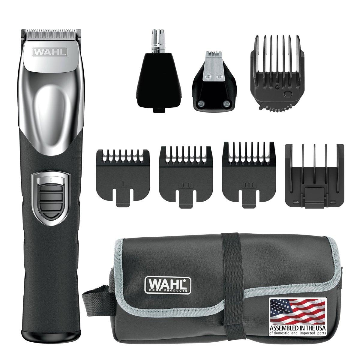 Wahl USA Wiederaufladbarer Lithium-Ionen All-in-One Barttrimmer für Männer mit Detail- und Ohren- & Nasenhaartrimmer-Aufsatz – Modell 9854-600B