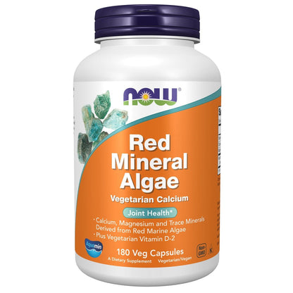 NOW Foods Nahrungsergänzung, Rote Meeresalgen mit Vitamin D-2, für die Gelenkgesundheit*, 180 Veggie-Kapseln