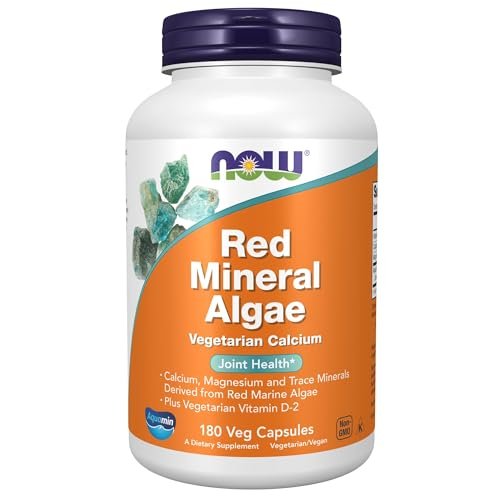 NOW Foods Nahrungsergänzung, Rote Meeresalgen mit Vitamin D-2, für die Gelenkgesundheit*, 180 Veggie-Kapseln