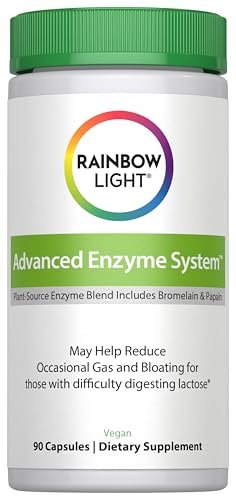 Rainbow Light Fortgeschrittenes Enzympräparat | 90 Kapseln | 18-fach starke Verdauungsenzymmischung mit Bromelain & Papain