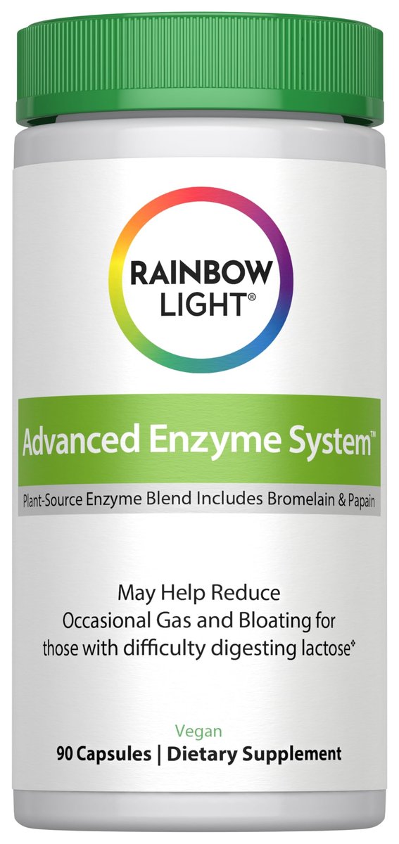 Rainbow Light Fortgeschrittenes Enzympräparat | 90 Kapseln | 18-fach starke Verdauungsenzymmischung mit Bromelain & Papain