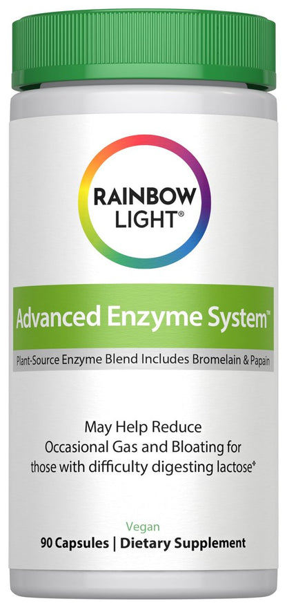 Rainbow Light Fortgeschrittenes Enzympräparat | 90 Kapseln | 18-fach starke Verdauungsenzymmischung mit Bromelain & Papain