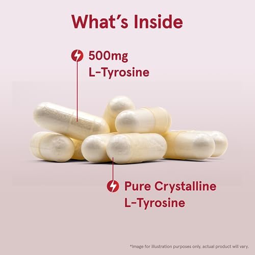 Jarrow Formulas® L-Tyrosin 500 mg – Nahrungsergänzungsmittel für die Gehirngesundheit, 100 Kapseln, 100-Tage-Vorrat