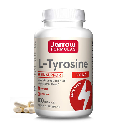 Jarrow Formulas® L-Tyrosin 500 mg – Nahrungsergänzungsmittel für die Gehirngesundheit, 100 Kapseln, 100-Tage-Vorrat