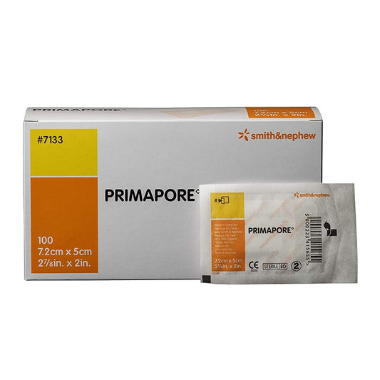 Smith & Nephew PRIMAPORE 7133 Peripherer IV-Klebeverband, haftender Nichtgewebe-Inselverband, Packung mit 100 Stück (2 7/8 x 2 Zoll)