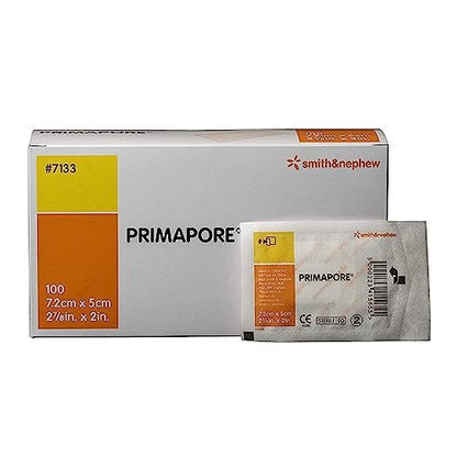Smith & Nephew PRIMAPORE 7133 Peripherer IV-Klebeverband, haftender Nichtgewebe-Inselverband, Packung mit 100 Stück (2 7/8 x 2 Zoll)